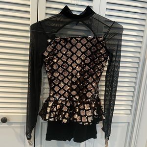 Black bodice one piece with gold sequins